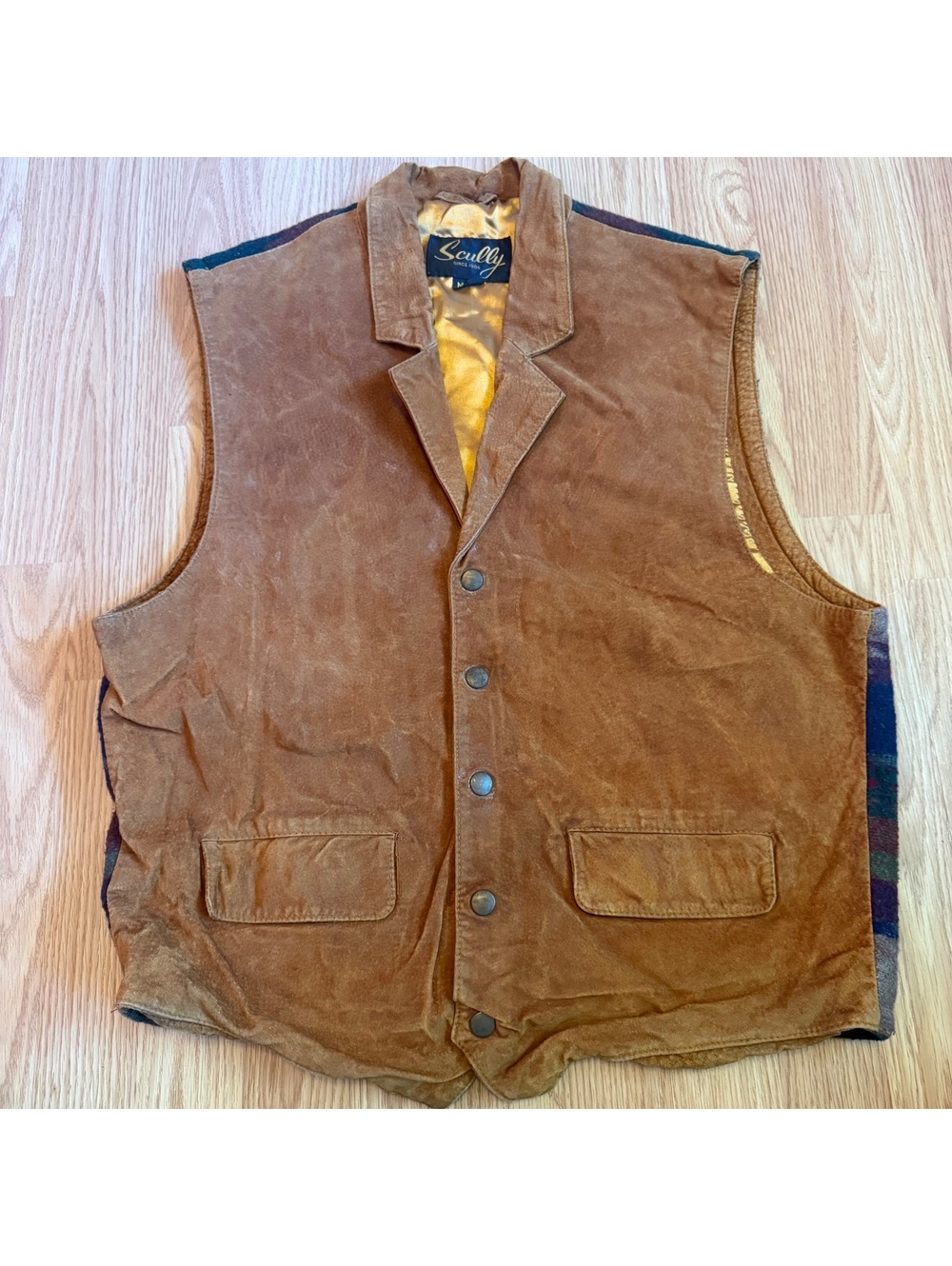 Scully Suede Leather Vest Western Aztec Print Size Medium
